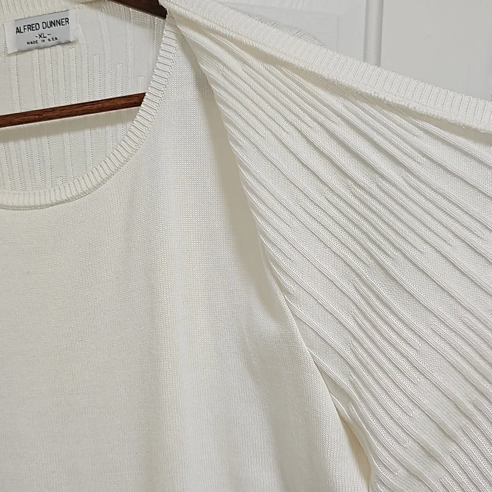 Alfred Dunner Cream Knit Cardigan and Top Set - Picture 6 of 8